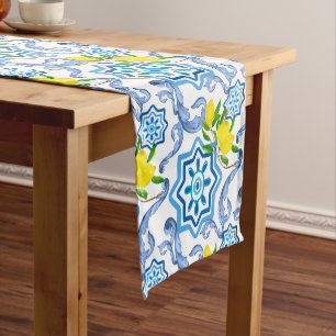 Caminho De Mesa Pequeno Azulejos mediterrânicos, majolica, estilo Sicilian