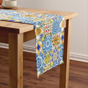 Caminho De Mesa Pequeno Azulejos mediterrânicos, majolica, estilo Sicilian