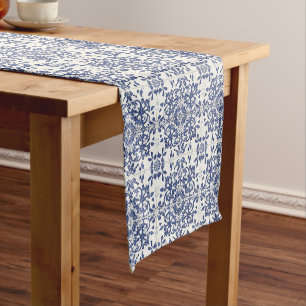 Caminho De Mesa Pequeno Azulejos Portugueses Vintage Azul E Branco