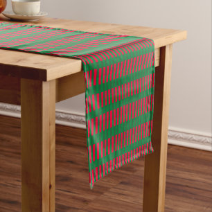 Caminho De Mesa Pequeno Bandas Vermelhas e Verdes