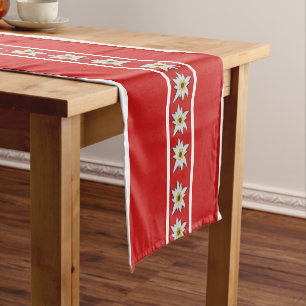 Caminho De Mesa Pequeno Bandeira Austiran Colorida Edelweiss - Mesa Curta