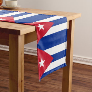 Caminho De Mesa Pequeno Bandeira cubana e fã de esportes decor / Cuba