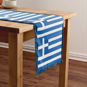 Caminho De Mesa Pequeno Bandeira grega e fã de esportes, decoração/Grécia