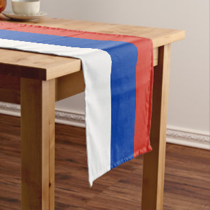 Caminho De Mesa Pequeno Bandeira russa e fã de esportes decor / Rússia tri
