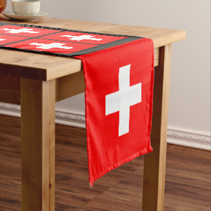 Caminho De Mesa Pequeno Bandeira suíça e fã de esportes decor / Suiça