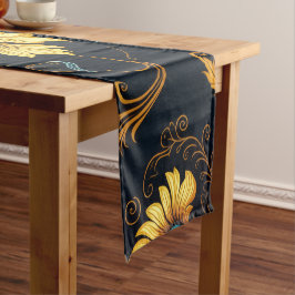 Caminho De Mesa Pequeno "Barockes Ornament-Muster in Gold und Schwarz"