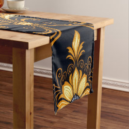 Caminho De Mesa Pequeno "Barockes Ornament-Muster in Gold und Schwarz" Dec