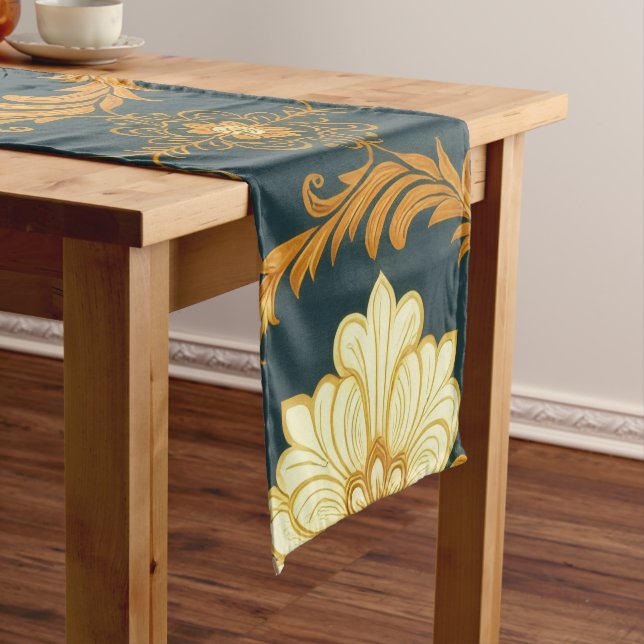 Caminho De Mesa Pequeno "Barockes Ornament-Muster in Gold und Schwarz" Dec (No Local)
