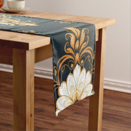 Caminho De Mesa Pequeno "Barockes Ornament-Muster in Gold und Schwarz" Dec
