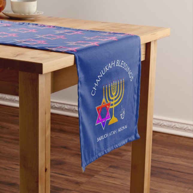 Caminho De Mesa Pequeno Baruch Atah Adonai PERSONALIZÁVEL | Chanukah (No Local)