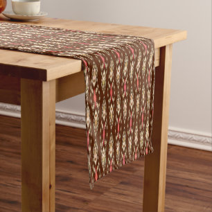 Caminho De Mesa Pequeno Batik tribal - Brown, Tan e coral