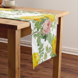 Caminho De Mesa Pequeno Beatiage Rosa e Rosa Amarelo Floral