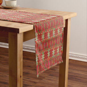 Caminho De Mesa Pequeno Beige Ochre Brown Red Orange - Padrão de Arte Tri