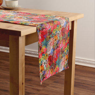 Caminho De Mesa Pequeno Belo e brilhante padrão Abstrato floral colorido