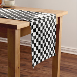 Caminho De Mesa Pequeno Black and white checkerboard pattern 
