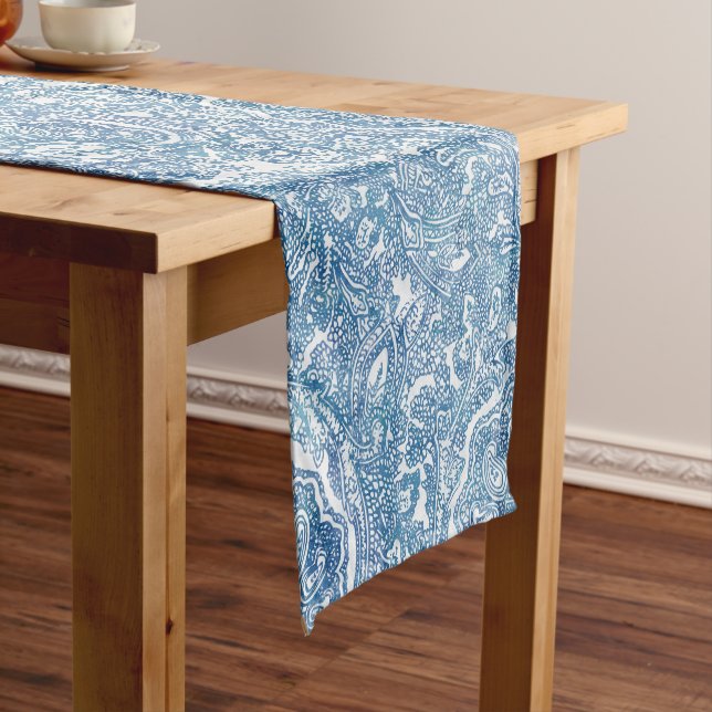 Caminho De Mesa Pequeno Blue Boho Paisley Pattern (No Local)
