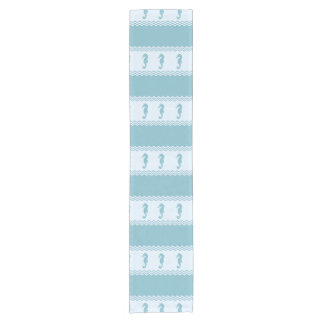 Caminho De Mesa Pequeno Blue Coastal Seahorses Stripes