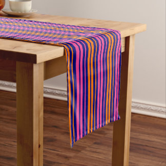 Caminho De Mesa Pequeno Blue Orange Pink Vertical Stripes Design