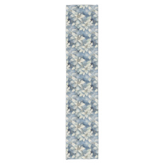 Caminho De Mesa Pequeno Blue Poinsettia Elegance Silver e Blue Winter