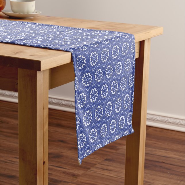 Caminho De Mesa Pequeno Blue Tile Table Runner (No Local)