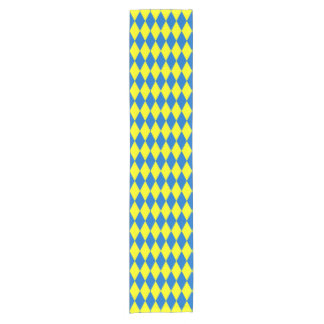 Caminho De Mesa Pequeno Blue Yellow Harlequin Checkered Design