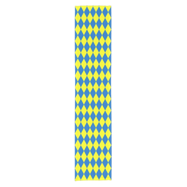 Caminho De Mesa Pequeno Blue Yellow Harlequin Checkered Design  (Frente)