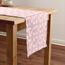 Caminho De Mesa Pequeno Blush Pink And White Bunny Pattern Adorable Easter