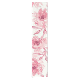Caminho De Mesa Pequeno Blush Pink Blossoms Watercolor Painted Airy Floral