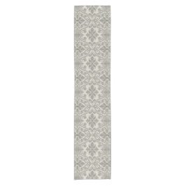 Caminho De Mesa Pequeno Boho Floral Damask Line Art, Black on Beige
