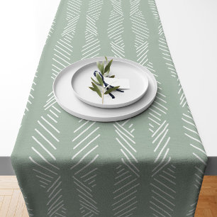 Caminho De Mesa Pequeno Boho Tribal Pattern Sage Green Lama Clods