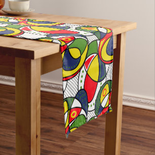 Caminho De Mesa Pequeno Bola Verde Azul Amarela