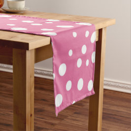 Caminho De Mesa Pequeno Bolinhas brancas em rosa escuro