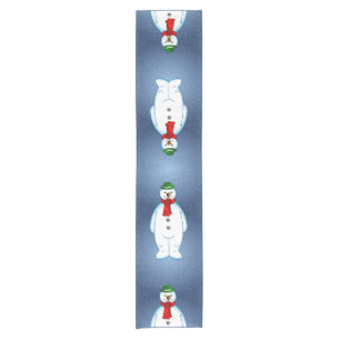 Caminho De Mesa Pequeno Boneco de Neve Alegre
