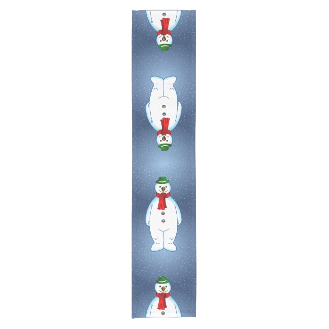 Caminho De Mesa Pequeno Boneco de Neve Alegre (Frente)