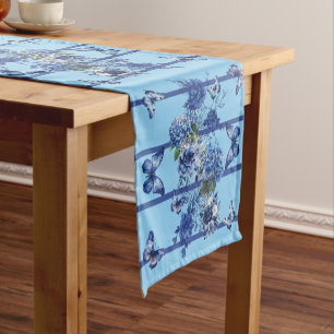 Caminho De Mesa Pequeno Borboleta de Stripe Azul