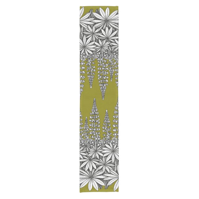 Caminho De Mesa Pequeno Botanical Lupine Mustard Yellow Table Runner (Frente)