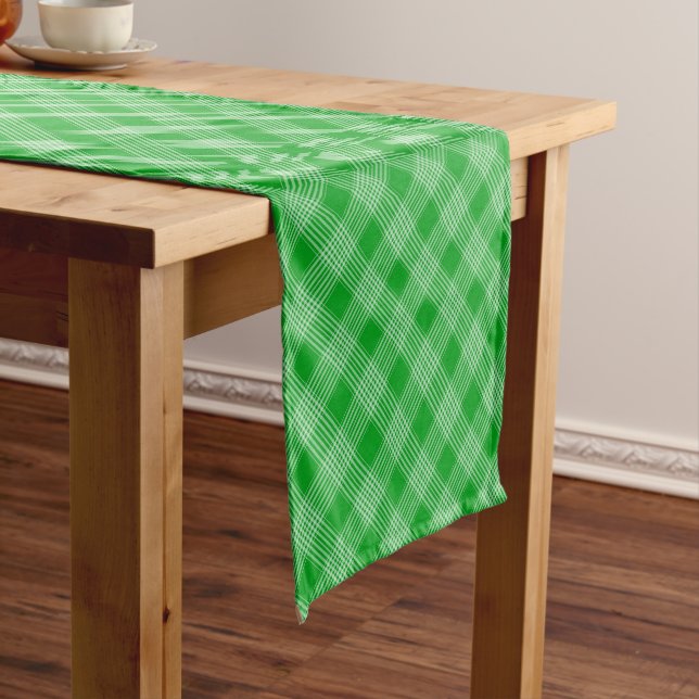 Caminho De Mesa Pequeno Bright Green Plaid Checked Pattern (No Local)