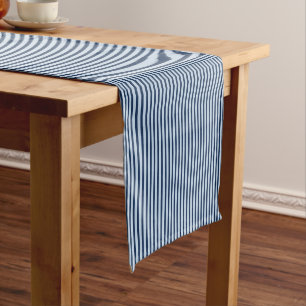Caminho De Mesa Pequeno Brisa Costeira Fino Ticking Azul Marinho