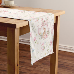 Caminho De Mesa Pequeno Bule de ChÃ¡ Coelho Caprichoso PadrÃ£o Floral Prim