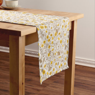 Caminho De Mesa Pequeno Buttercups, amarelo e marrom