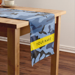 Caminho De Mesa Pequeno Camuflagem Azul Marinho Personalize seu nome