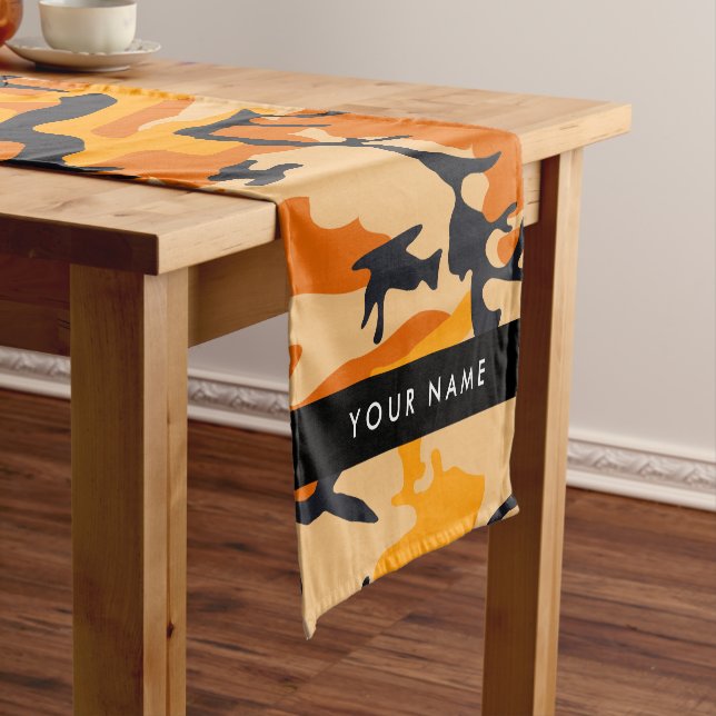 Caminho De Mesa Pequeno Camuflagem Laranja Seu nome Personaliza (No Local)