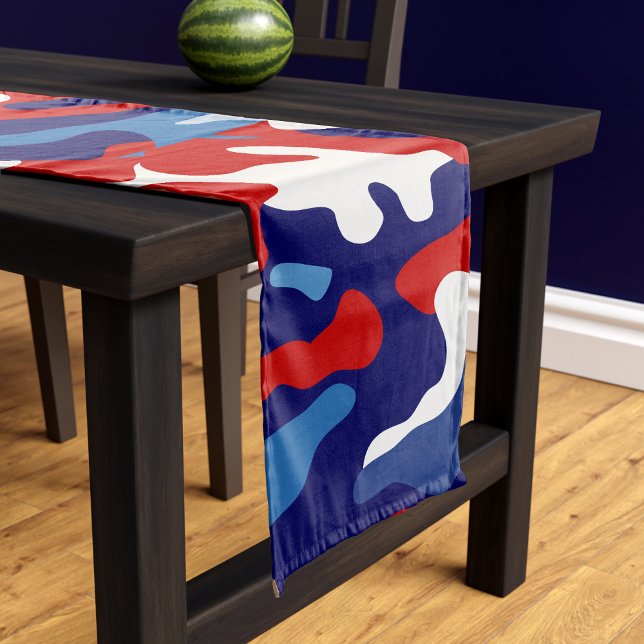 Caminho De Mesa Pequeno Camuflagem Patriótica Branco Vermelho e Camo Azul (Criador carregado)