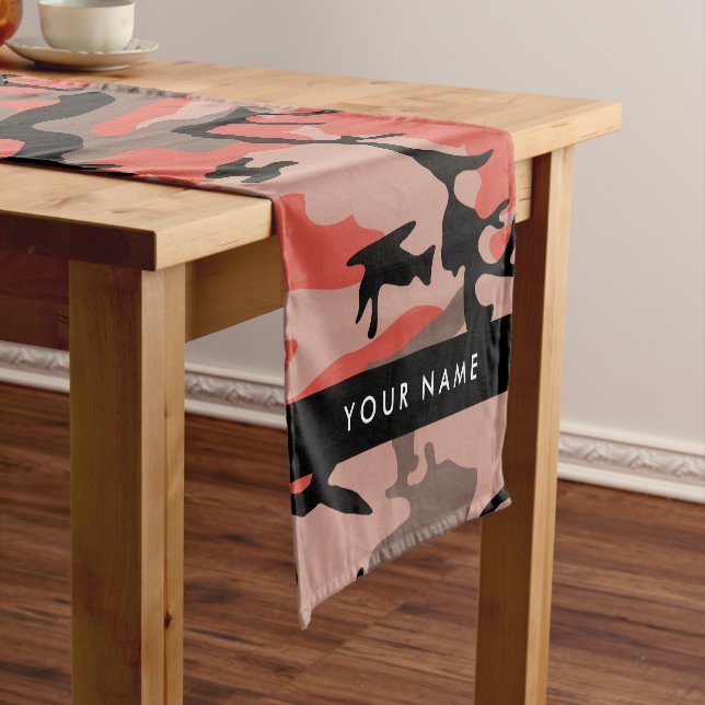 Caminho De Mesa Pequeno Camuflagem Vermelha e Castanha Seu nome Personaliz (No Local)