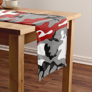 Caminho De Mesa Pequeno Camuflagem Vermelha e Cinza, Militar, Exército