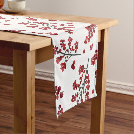 Caminho De Mesa Pequeno Cantor de Mesas Red Holly Berries Ilustrado