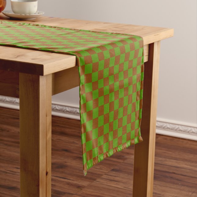 Caminho De Mesa Pequeno Caramel apple checkered board pattern (No Local)