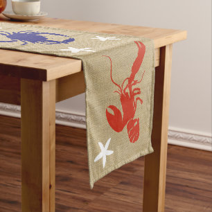 Caminho De Mesa Pequeno Caranguejo azul e lagostim náutico "Burlap"