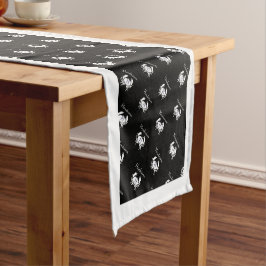 Caminho De Mesa Pequeno Caranguejo Náutico, preto e branco, monograma