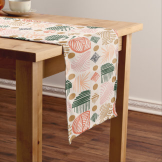 Caminho De Mesa Pequeno Caribe Tribal Mudcloth: Boho Dark Verde, Rosa